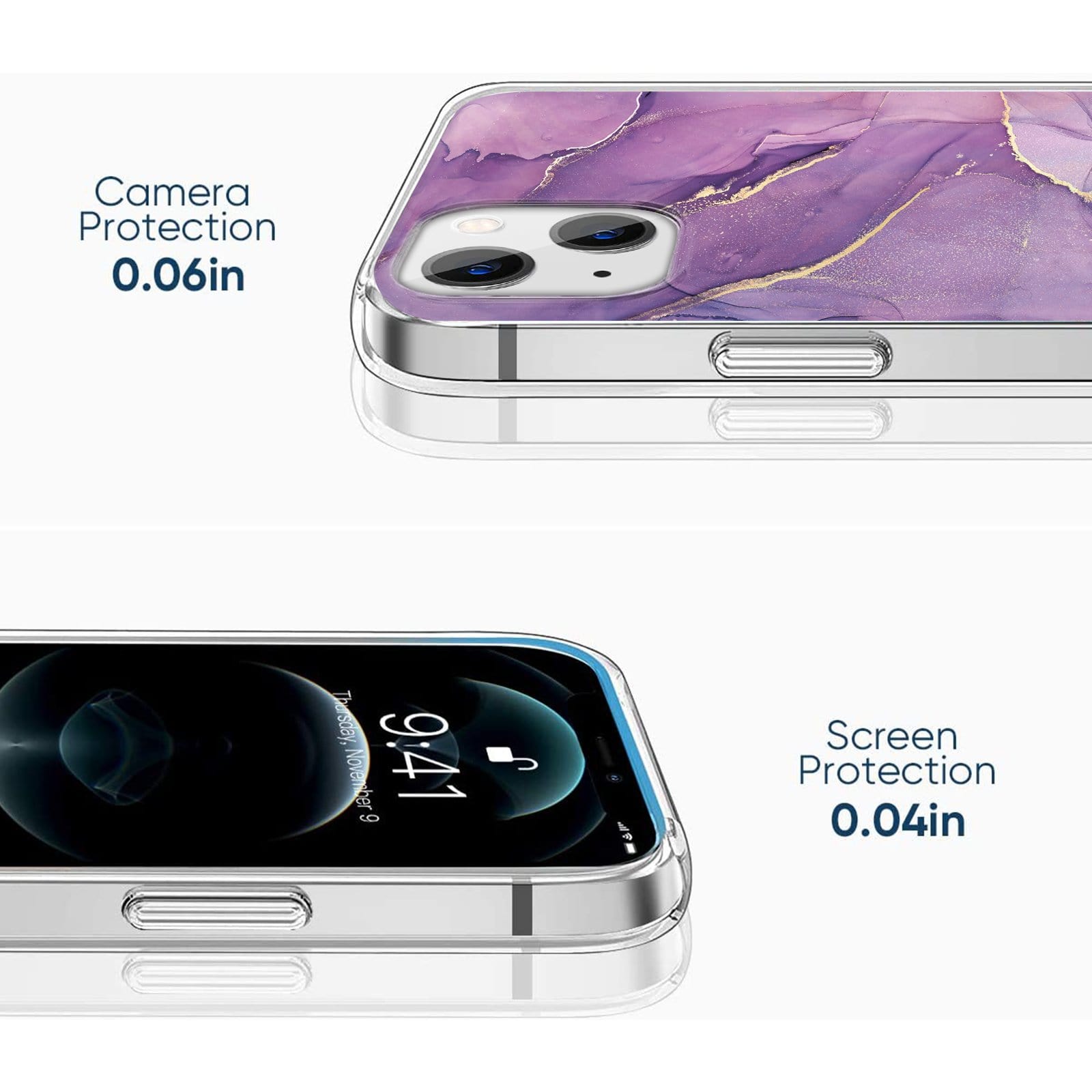 iPhone 13/14 Purple Marble Case - Stylish Protection | Inspire Series
