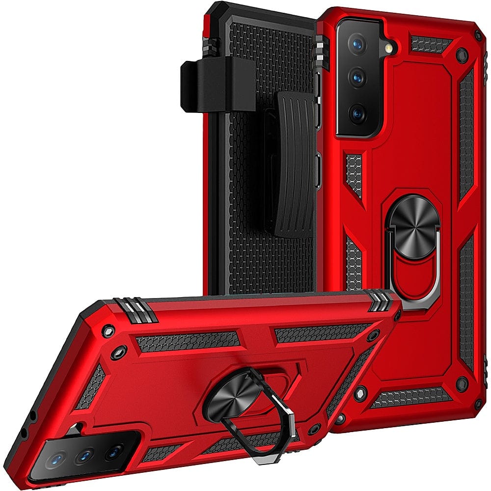 SaharaCase - Military Kickstand Series Case for Samsung Galaxy S21 FE 5G - Red