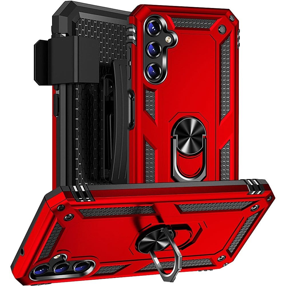 Military Kickstand Series with Belt Clip Case for Samsung Galaxy A14 5G - Red