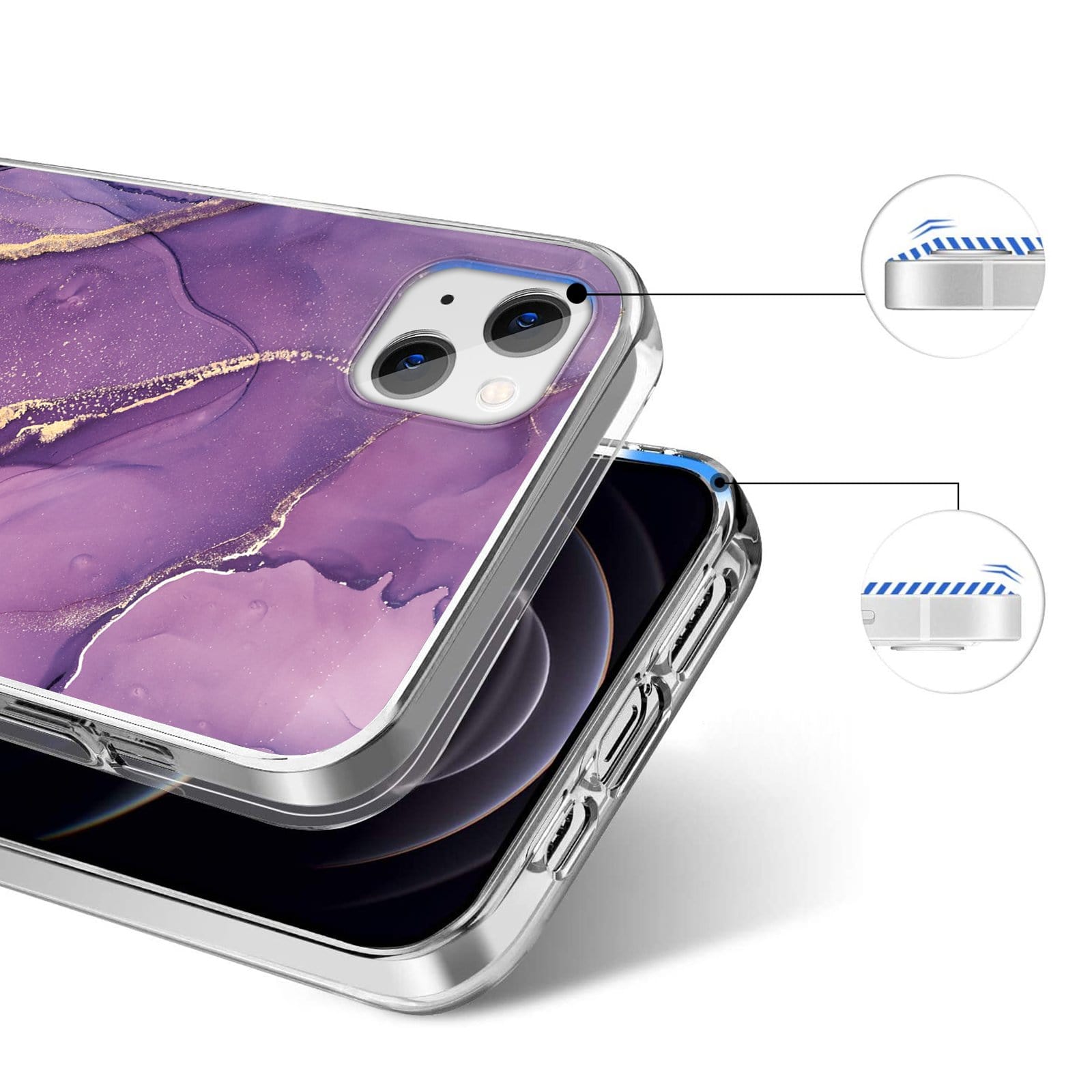iPhone 13/14 Purple Marble Case - Stylish Protection | Inspire Series