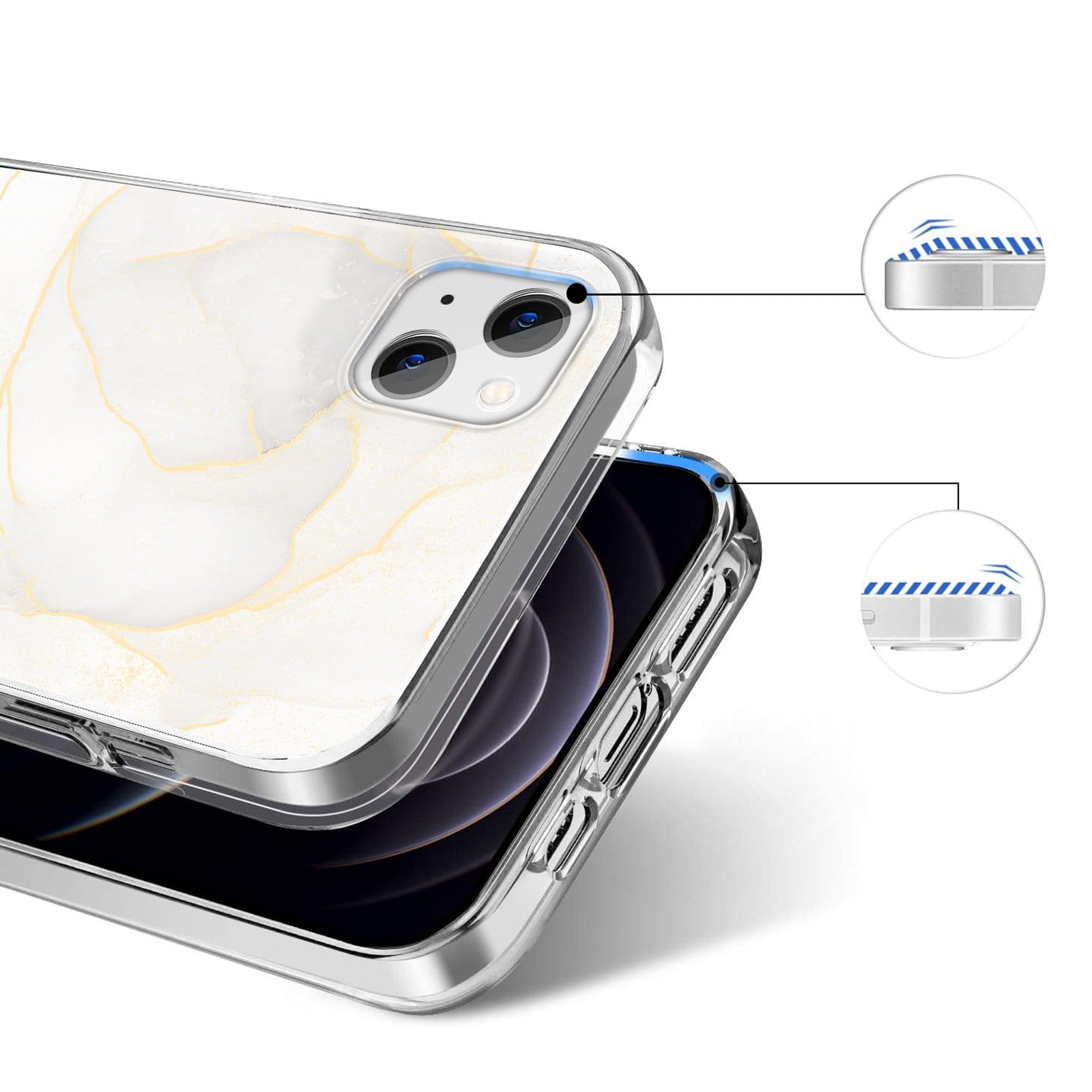 White Marble iPhone 13 & iPhone 14 Case - Marble Series Case