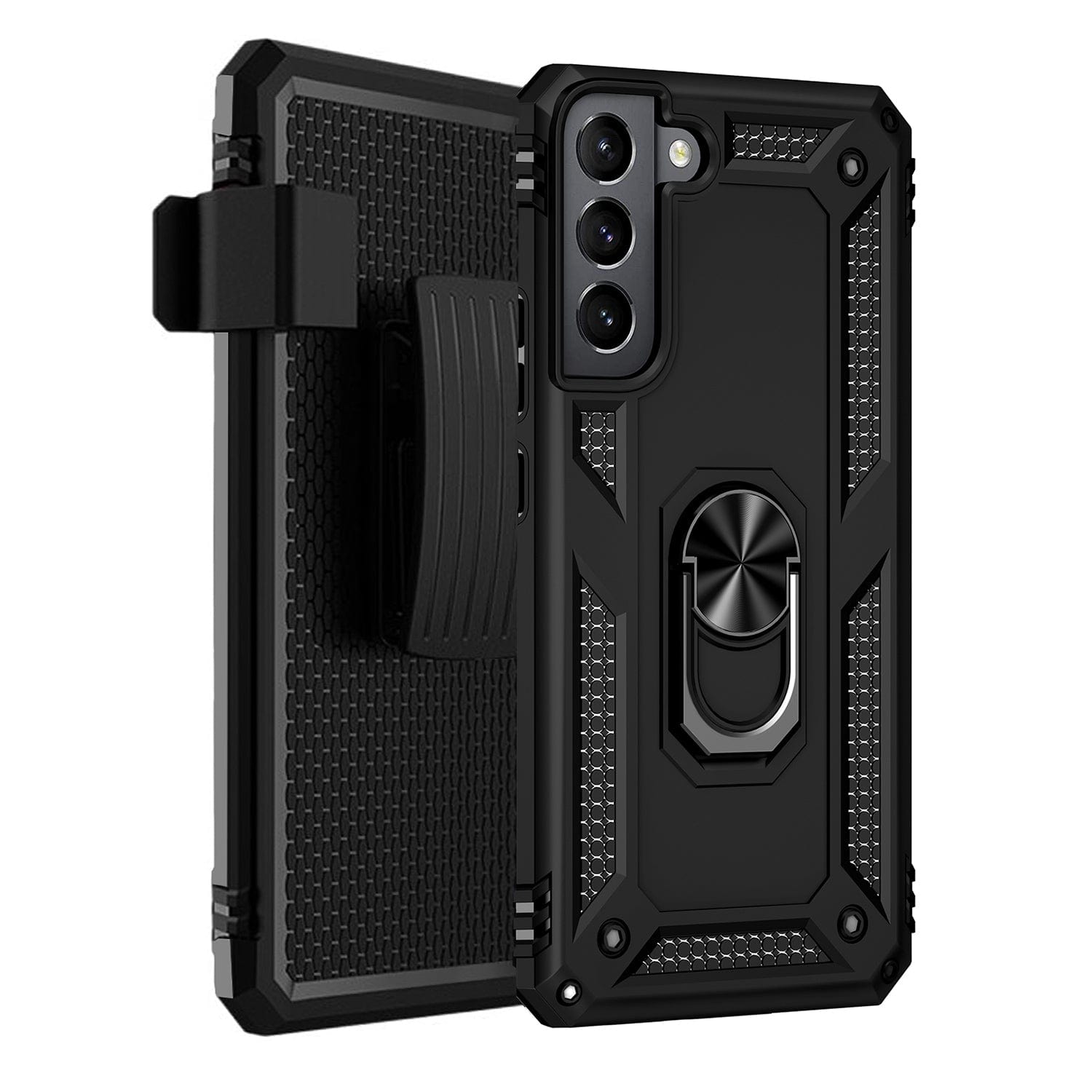 Military Kickstand Series Case with Belt Clip for Galaxy S22 Plus - Black