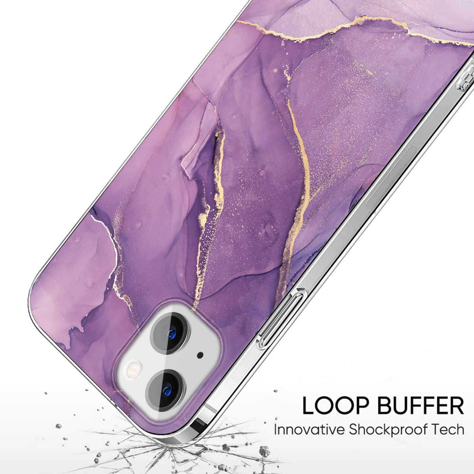 iPhone 13/14 Purple Marble Case - Stylish Protection | Inspire Series