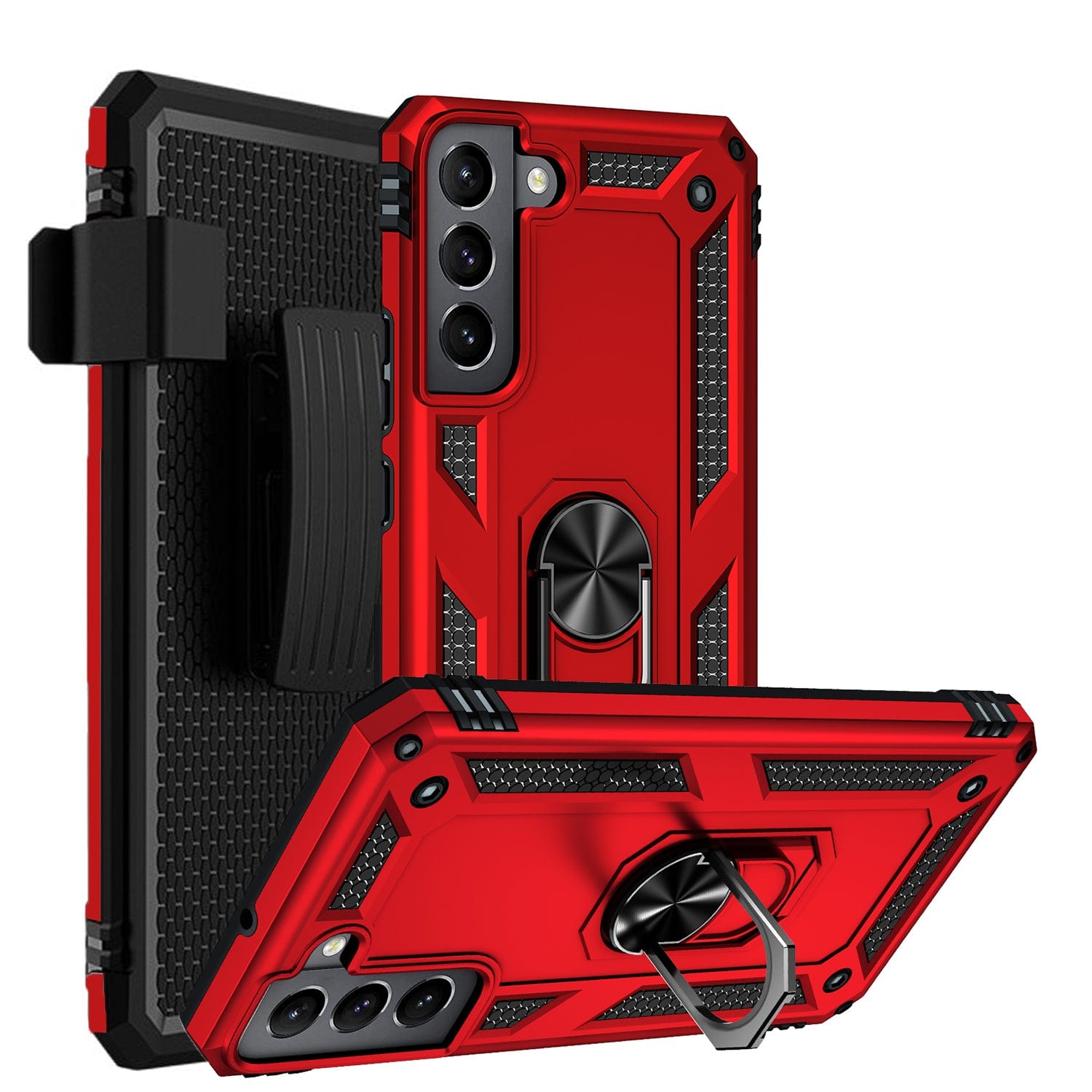Red Military Kickstand Series Case with Belt Clip - Samsung Galaxy S22