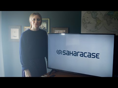 SaharaCase protective phone case with rugged black design, shockproof corners, and slim profile for iPhone and Samsung devices.