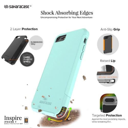 SaharaCase - Inspire Series Case - iPhone SE(Gen 2)/ 8/7 - Aqua Teal - Sahara Case LLC