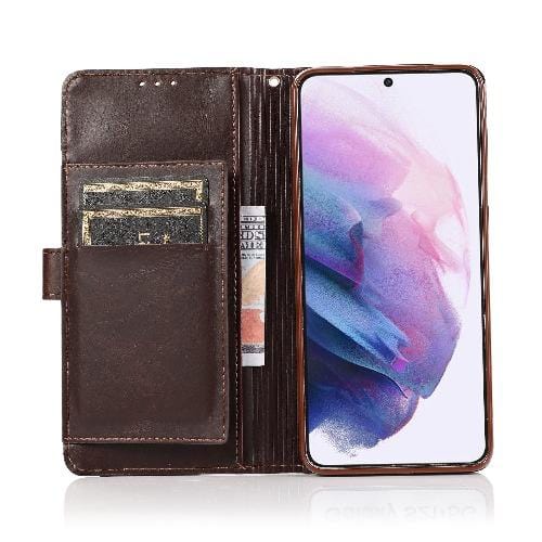 SaharaCase - Folio Wallet Series Case - for Samsung Galaxy S21 Ultra 5G - Brown - Sahara Case LLC