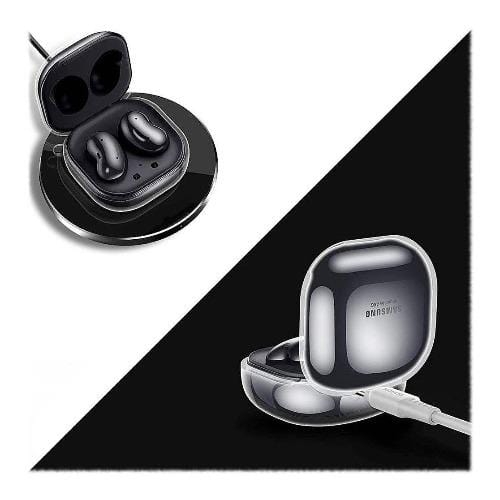 SaharaCase - Hybrid Flex Case for Samsung Galaxy Buds Live - Clear Black - Sahara Case LLC