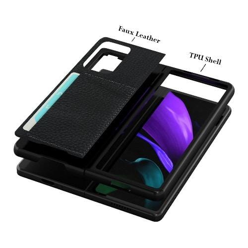 SaharaCase - Leather Series Case for Samsung Galaxy Z Fold2 5G - Black - Sahara Case LLC