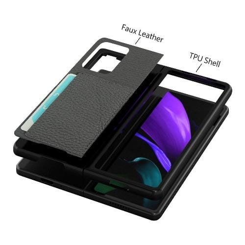 SaharaCase - Leather Series Case for Samsung Galaxy Z Fold2 5G - Gray - Sahara Case LLC