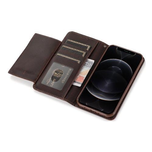 SaharaCase - Leather Wallet Series Case - for iPhone 12 Mini 5.4" - Brown - Sahara Case LLC