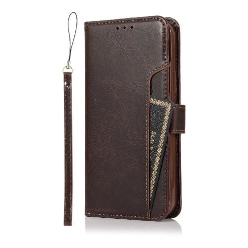 SaharaCase - Leather Wallet Series Case - for iPhone 12 Mini 5.4" - Brown - Sahara Case LLC