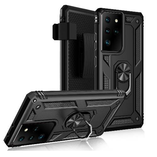 SaharaCase - Military Kickstand Series Case - for Samsung Galaxy S21 Ultra 5G - Black - Sahara Case LLC