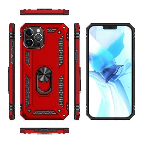 SaharaCase - Military Kickstand Series Case - iPhone 12 & iPhone 12 Pro 6.1" - Red - Sahara Case LLC