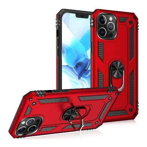 SaharaCase - Military Kickstand Series Case - iPhone 12 & iPhone 12 Pro 6.1" - Red - Sahara Case LLC