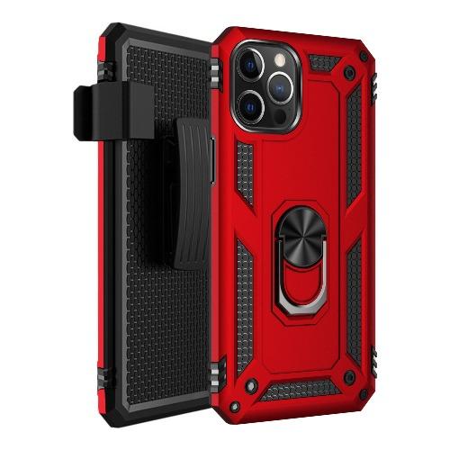 SaharaCase - Military Kickstand Series Case - iPhone 12 & iPhone 12 Pro 6.1" - Red - Sahara Case LLC