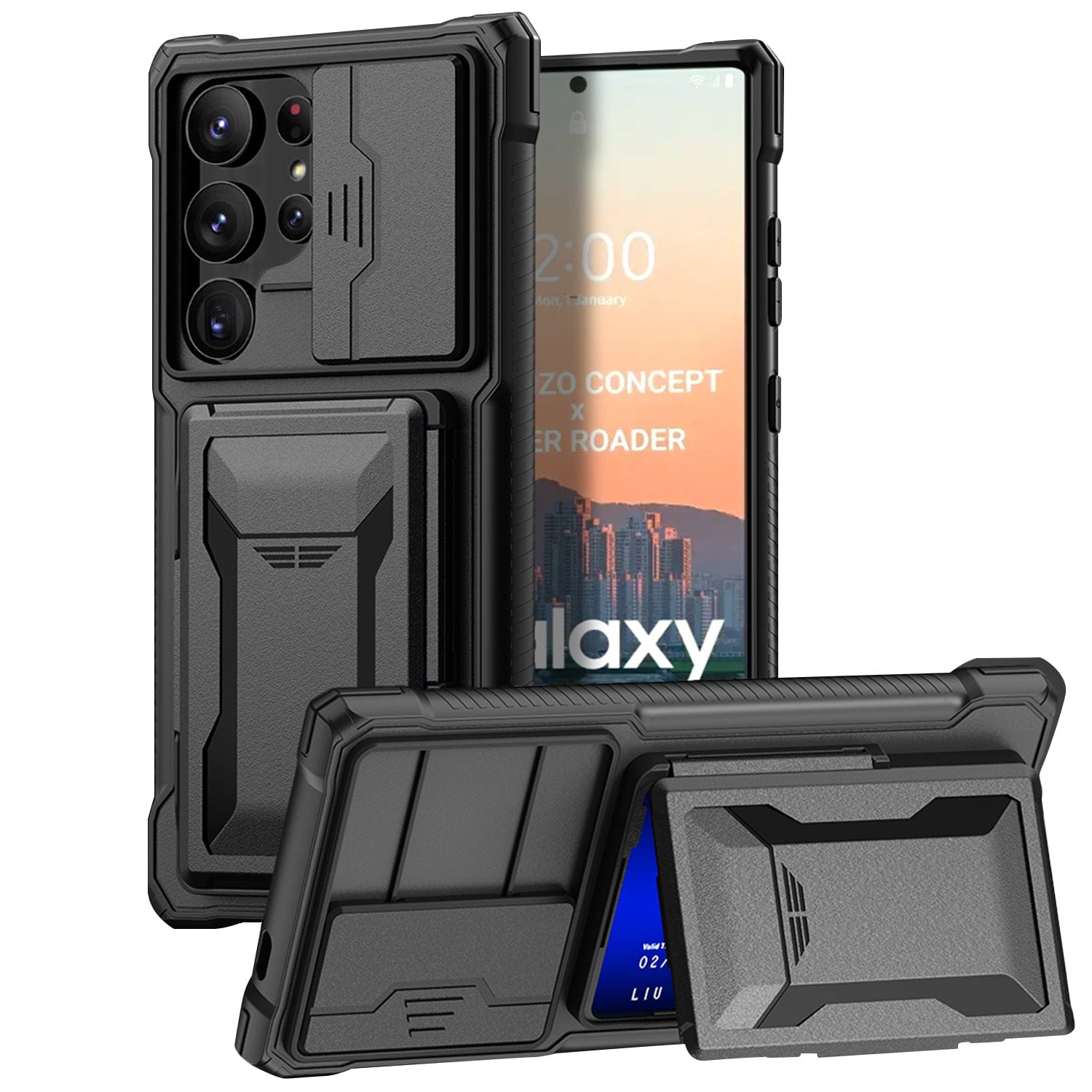 Raider Series Heavy-Duty Card-Slot Case with Screen and Camera Protector - Samsung Galaxy S24 Ultra