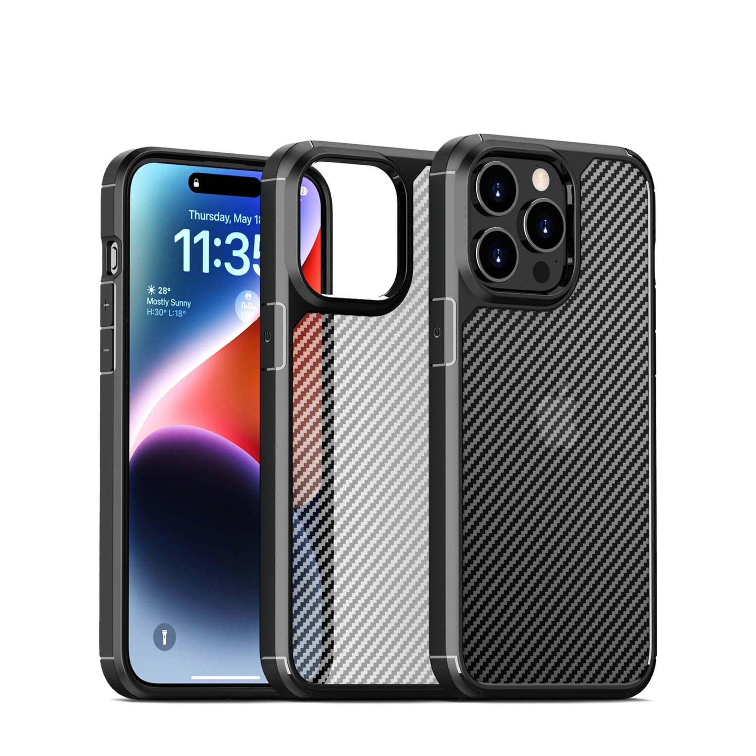 Protection Kit Bundle - Anti-Slip Series Case with Tempered Glass Screen and Camera Protector for iPhone 15 Pro Max - Black