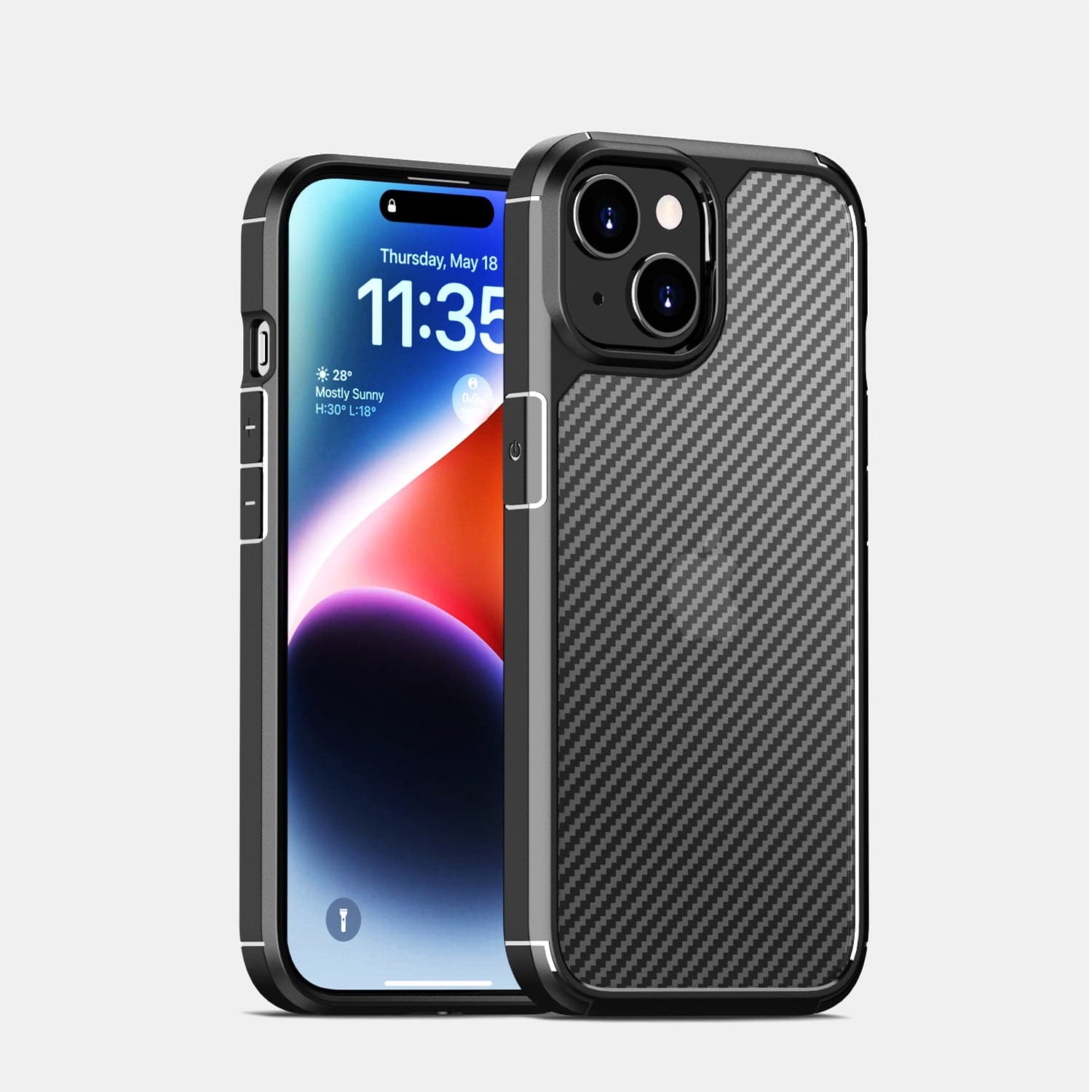 Venture Series Carbon-Fiber Style Case with Screen and Camera Protector - iPhone 15