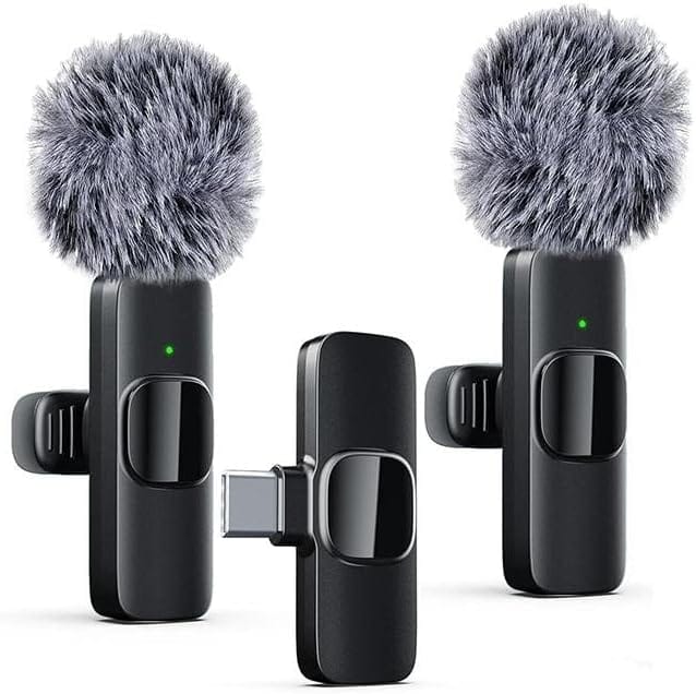 Portable Wireless Lavalier Microphone Set - Dual Clip-On Mics