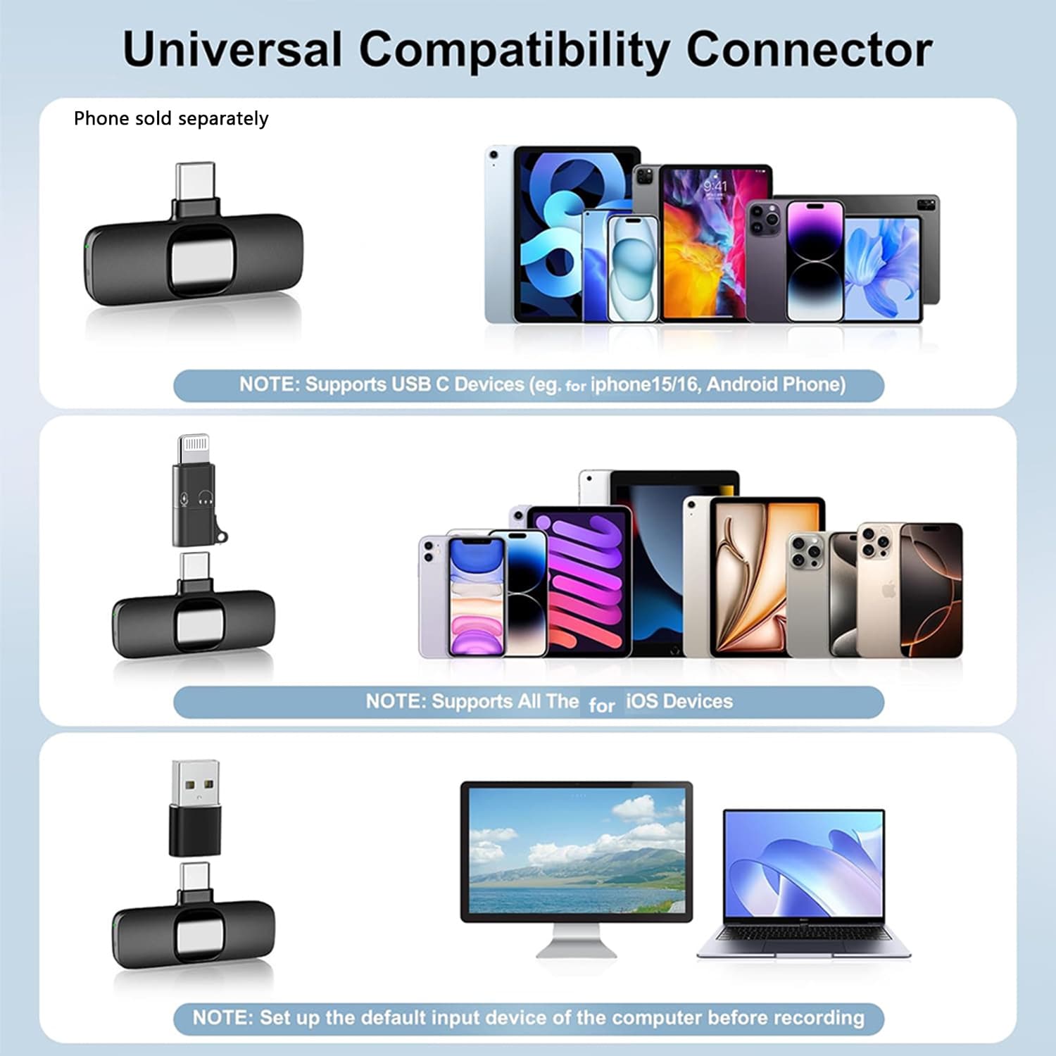 Portable Wireless Lavalier Microphone Set - Dual Clip-On Mics
