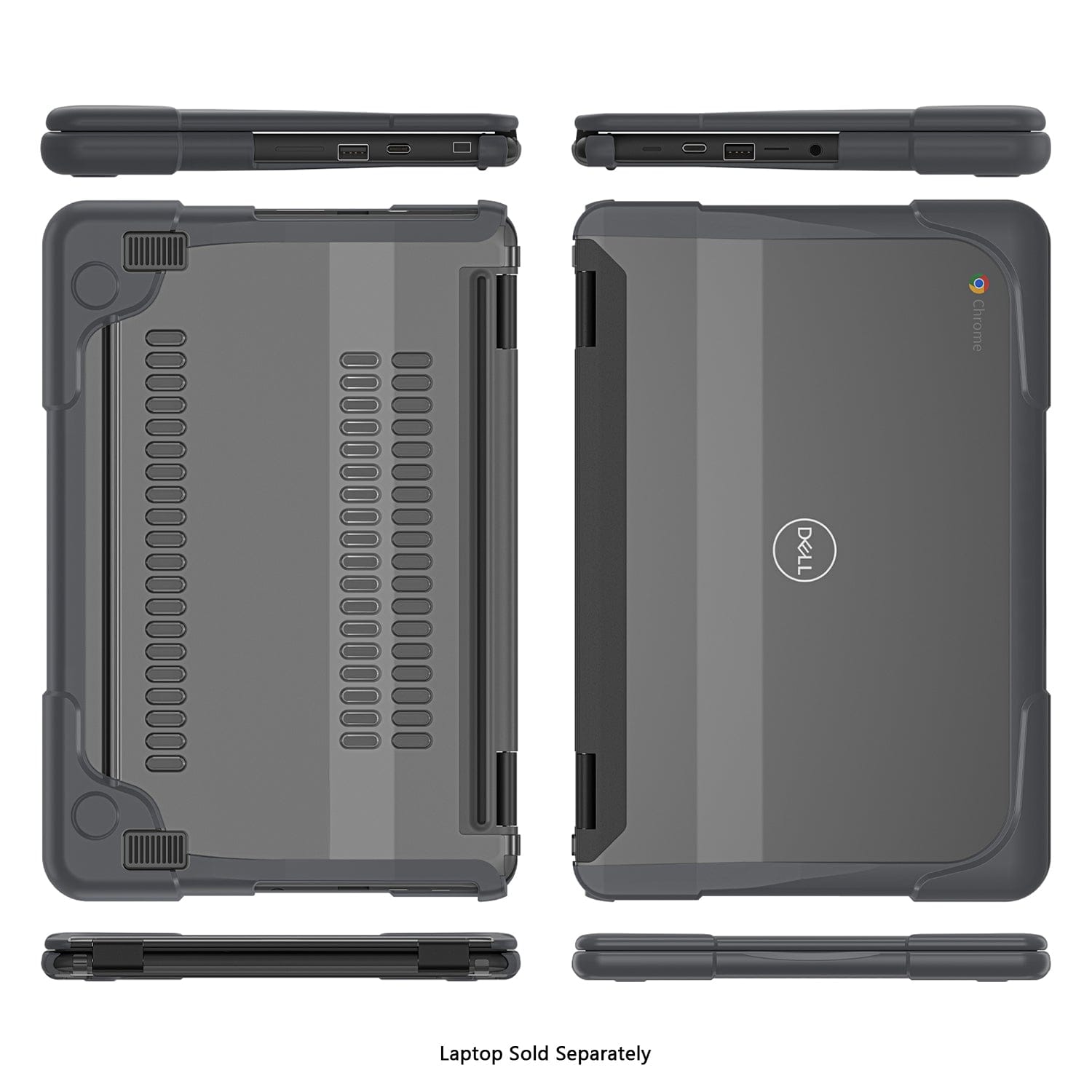 DualShock Laptop Case for Dell 3120/3110/3100 Clamshell & 2-in-1 Chromebook - Gray/Clear
