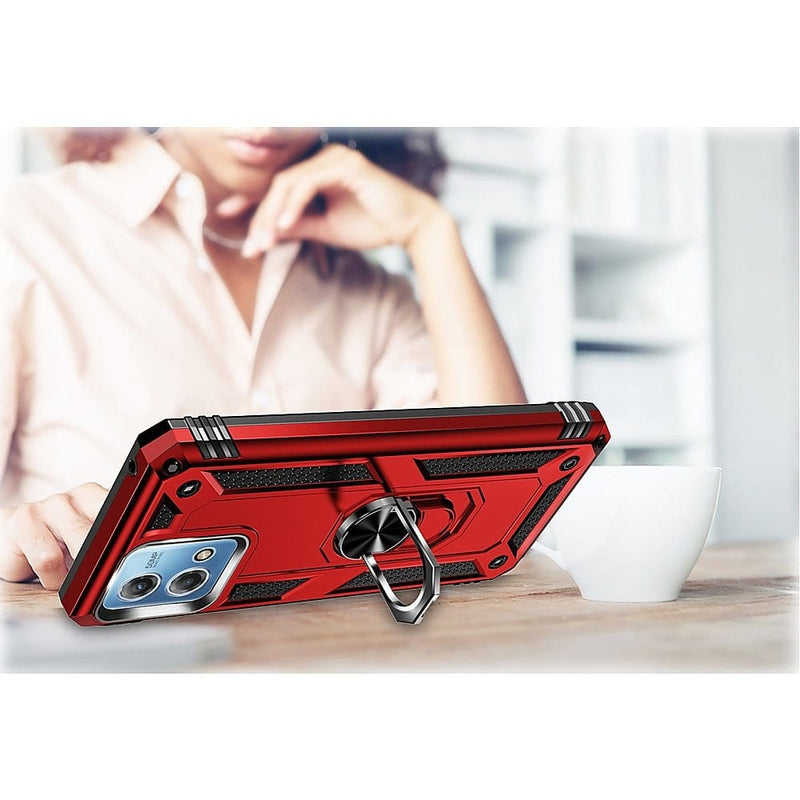Military Kickstand Series with Belt Clip Case for Motorola G Stylus 5G (2023) - Red