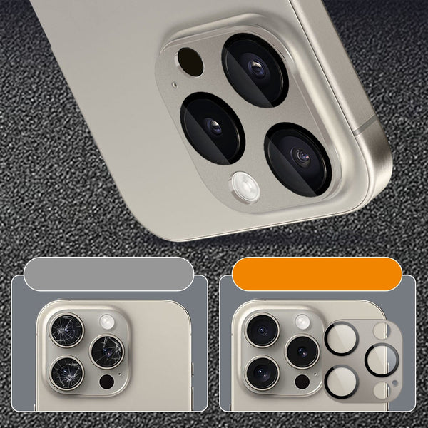 ZeroDamage HD Flexible Glass Camera Lens Protector for Apple iPhone 15 Pro/15 Pro Max (2-Pack) - Titanium