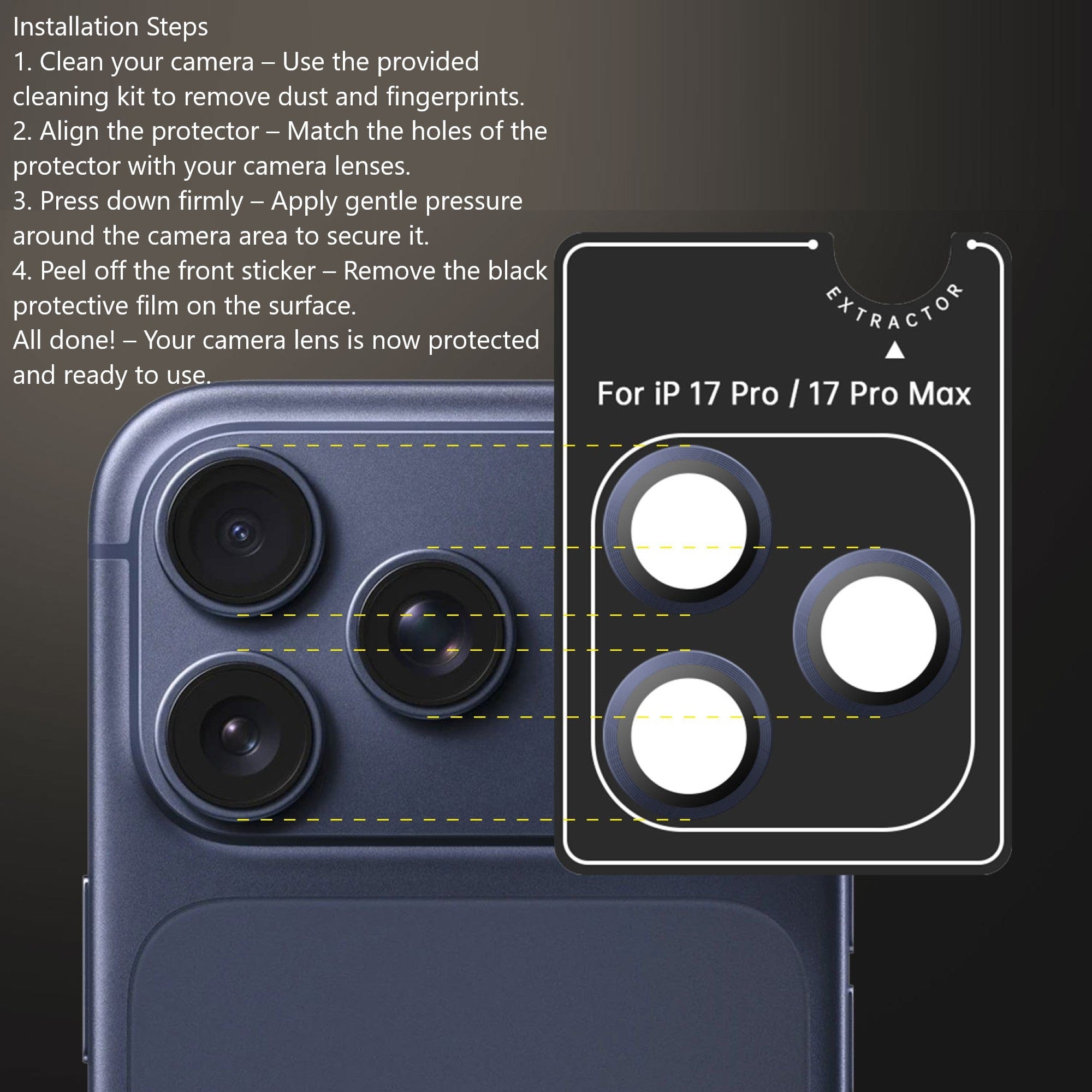 iPhone 17 Pro / 17 Pro Max Camera Protector - Titanium Glass (2-Pack) | ZeroDamage