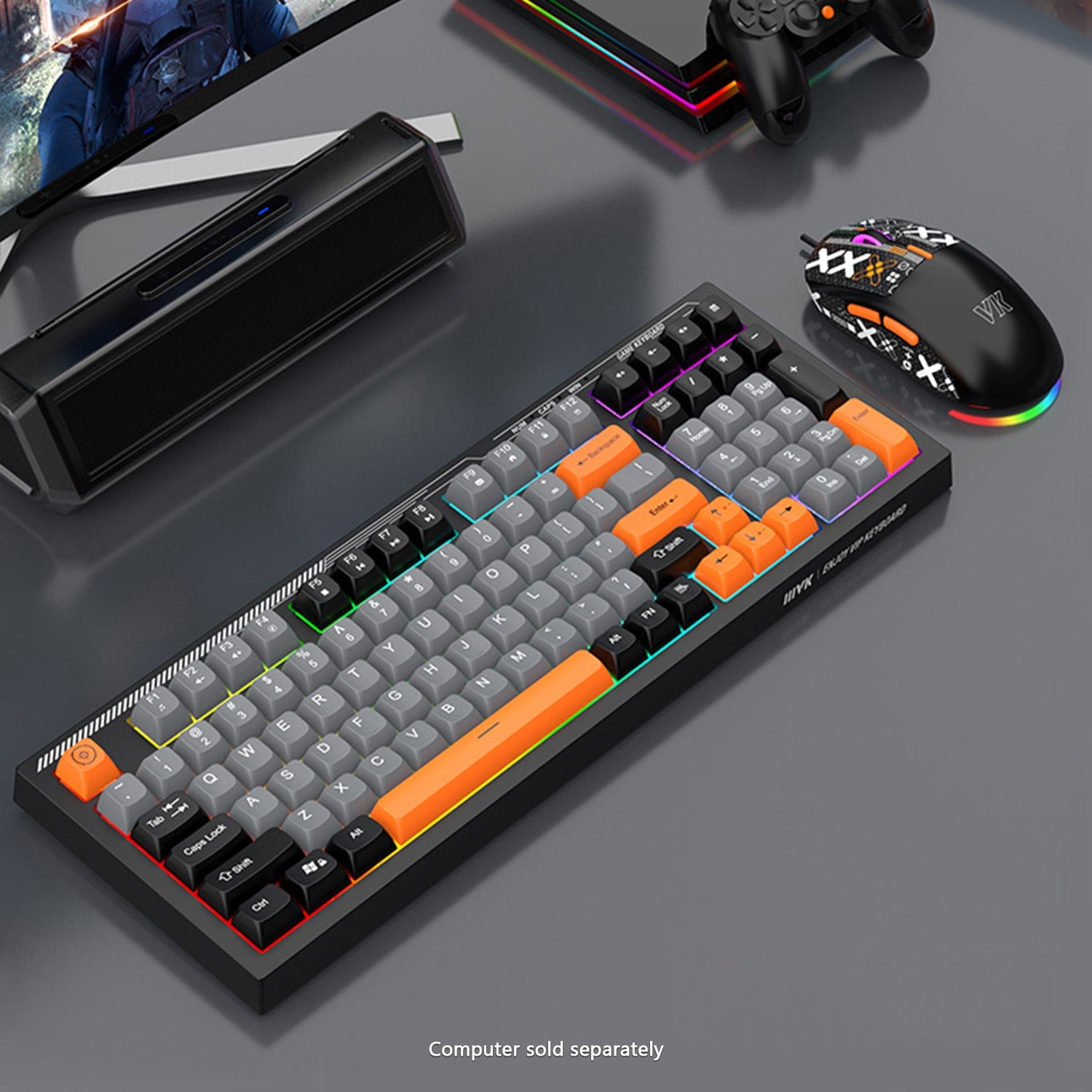 Wired Gaming Keyboard & Mouse Combo - 98 Keys, Anti-Ghosting Multi-Key, 7-RGB Backlights
