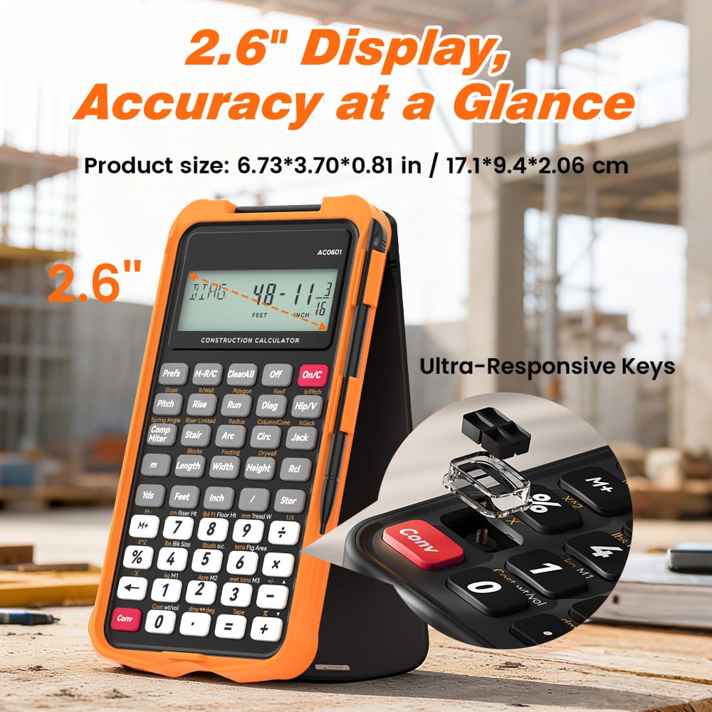 Sahara Construction Calculator - 200+ Engineering Functions & 2.6" LCD Display
