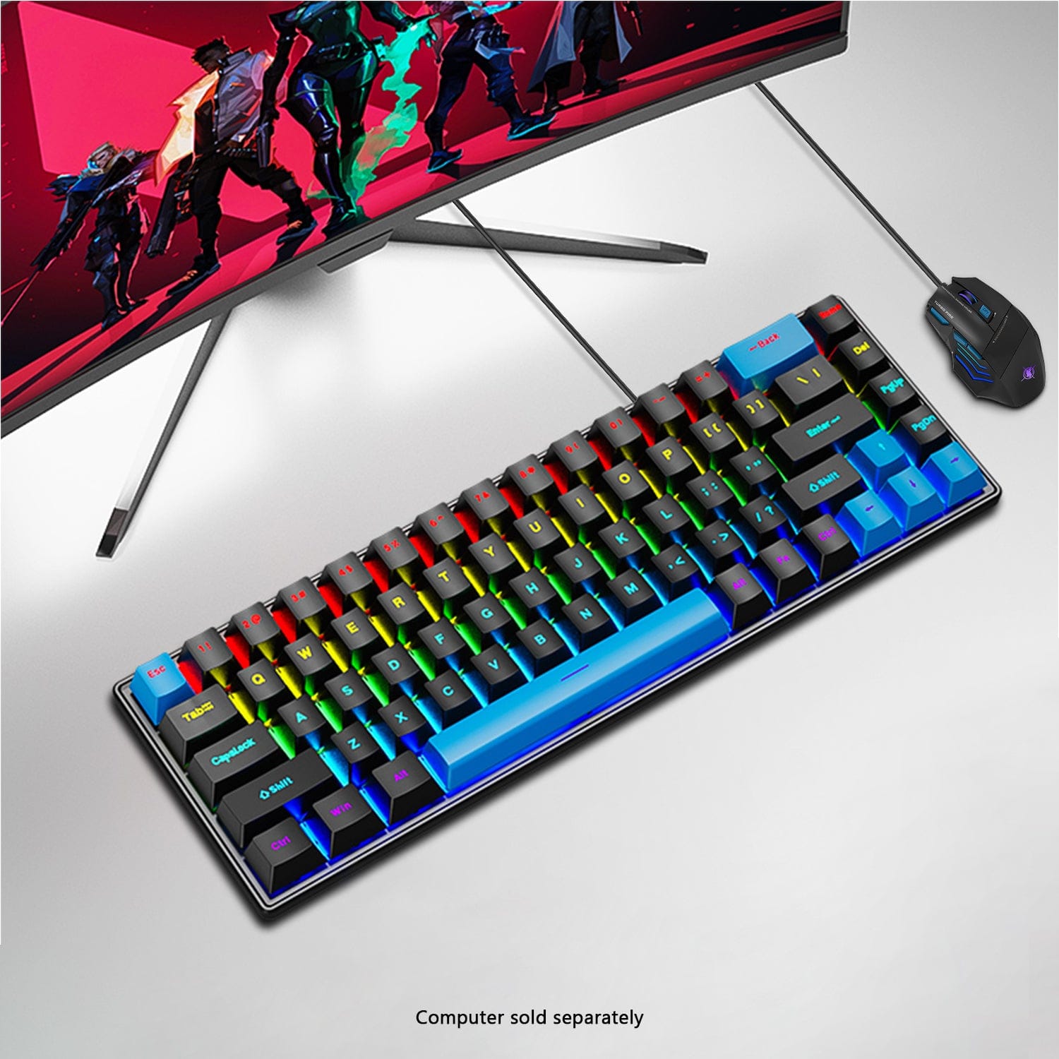 Wired Gaming Keyboard & Mouse Combo - Anti-Ghosting Multi-Key, 68 Keys