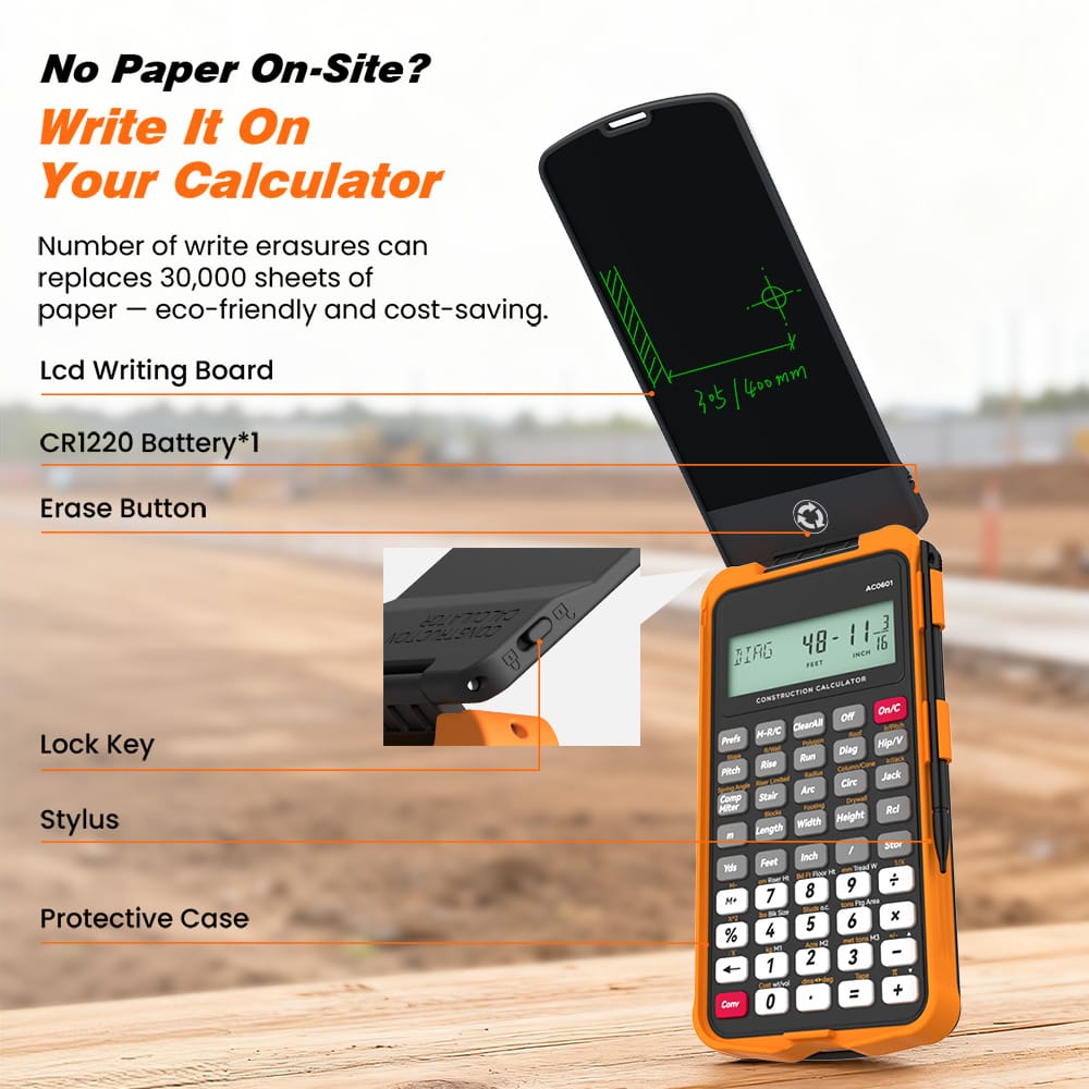 Sahara Construction Calculator - 200+ Engineering Functions & 2.6" LCD Display