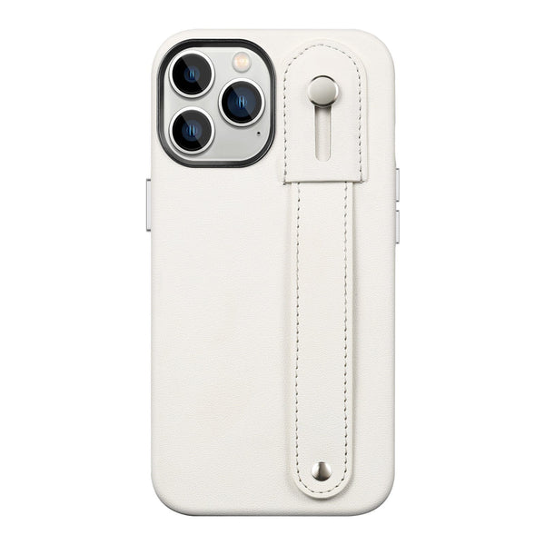 Genuine Leather FingerGrip Series Case with MagSafe for Apple iPhone 15 Pro Max - White