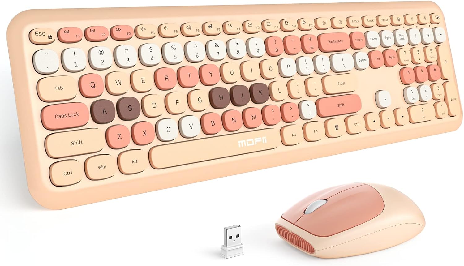 Wireless Keyboard and Mouse Combo with Lime Beige Keys