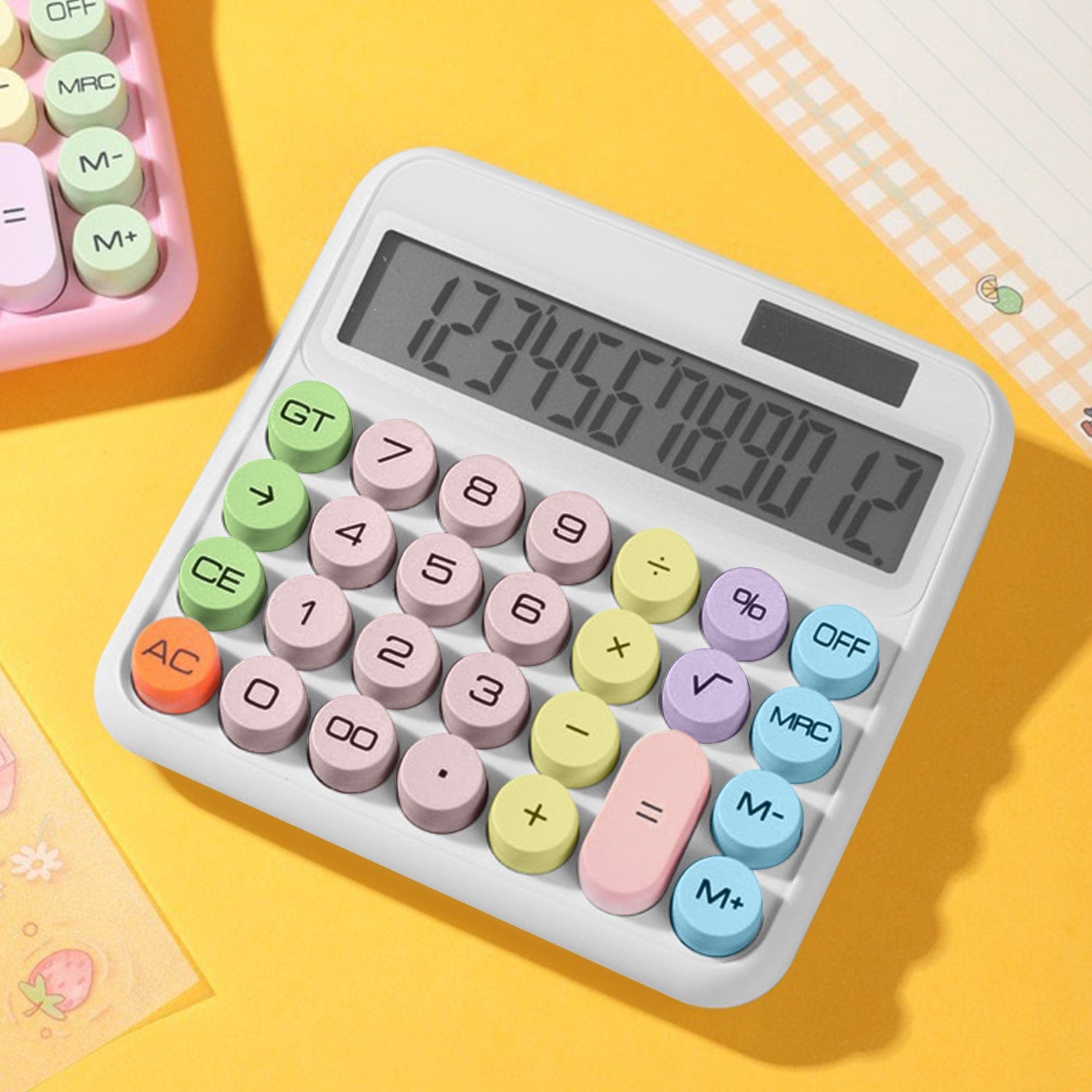 Desktop Calculator - Solar & Battery Powered, 12-Digit, Large Keys