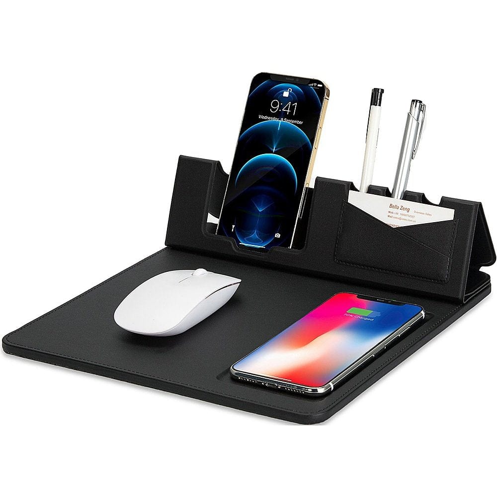 Office Mouse Pad with Wireless Charging - Black