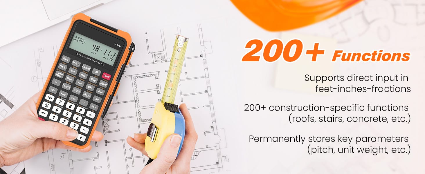 Sahara Construction Calculator - 200+ Engineering Functions & 2.6" LCD Display