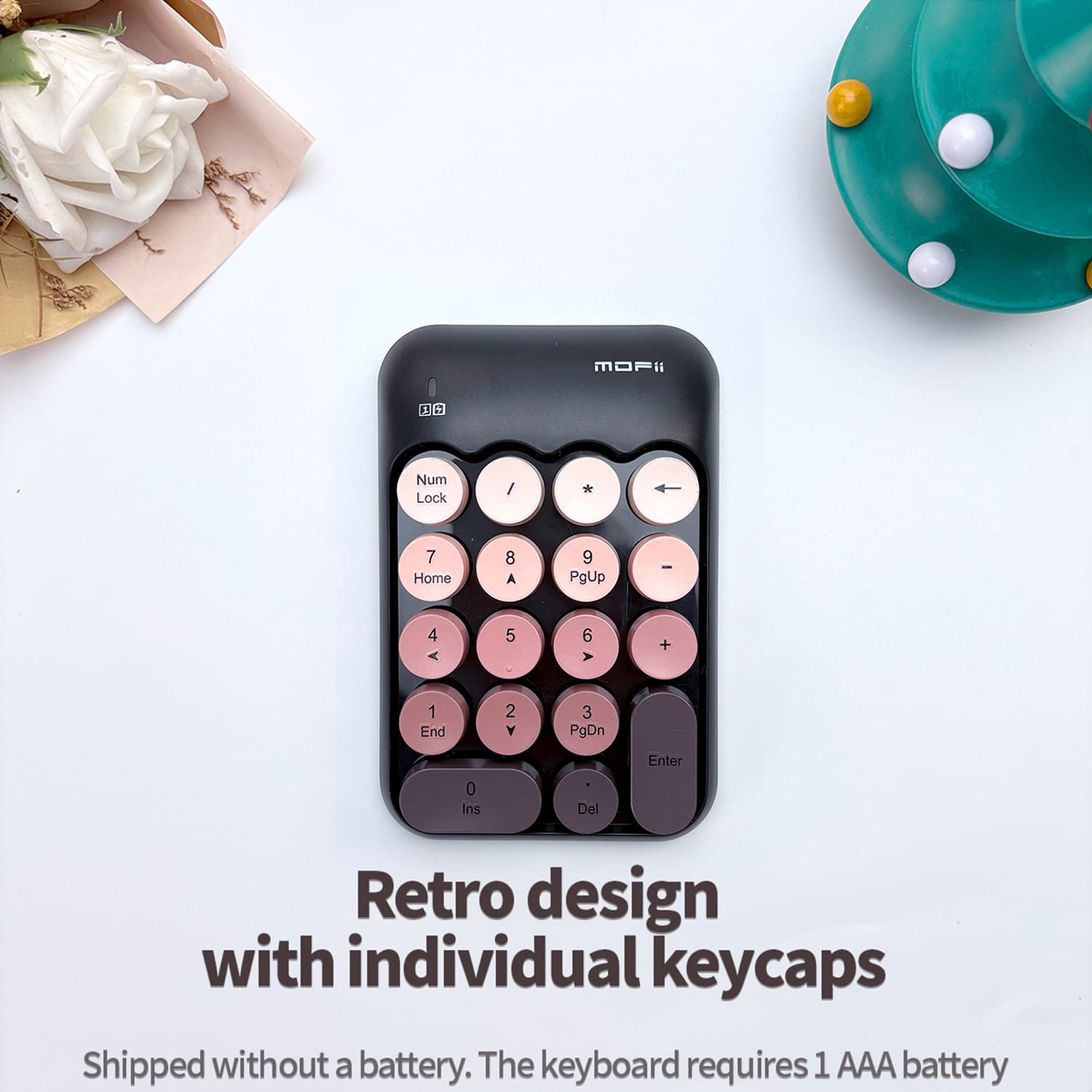 Wireless Numeric Keypad - Retro Ergonomic Design