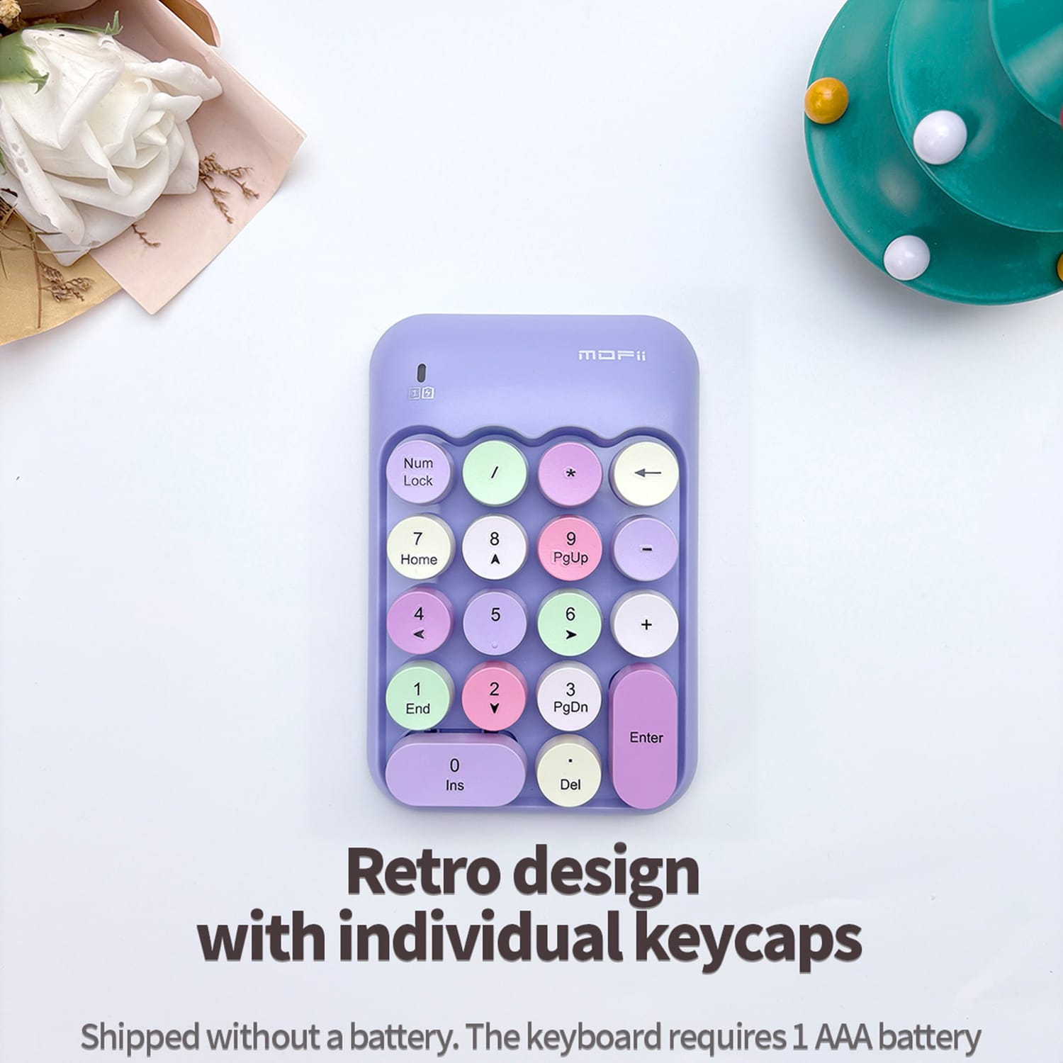 Wireless Numeric Keypad - Retro Ergonomic Design