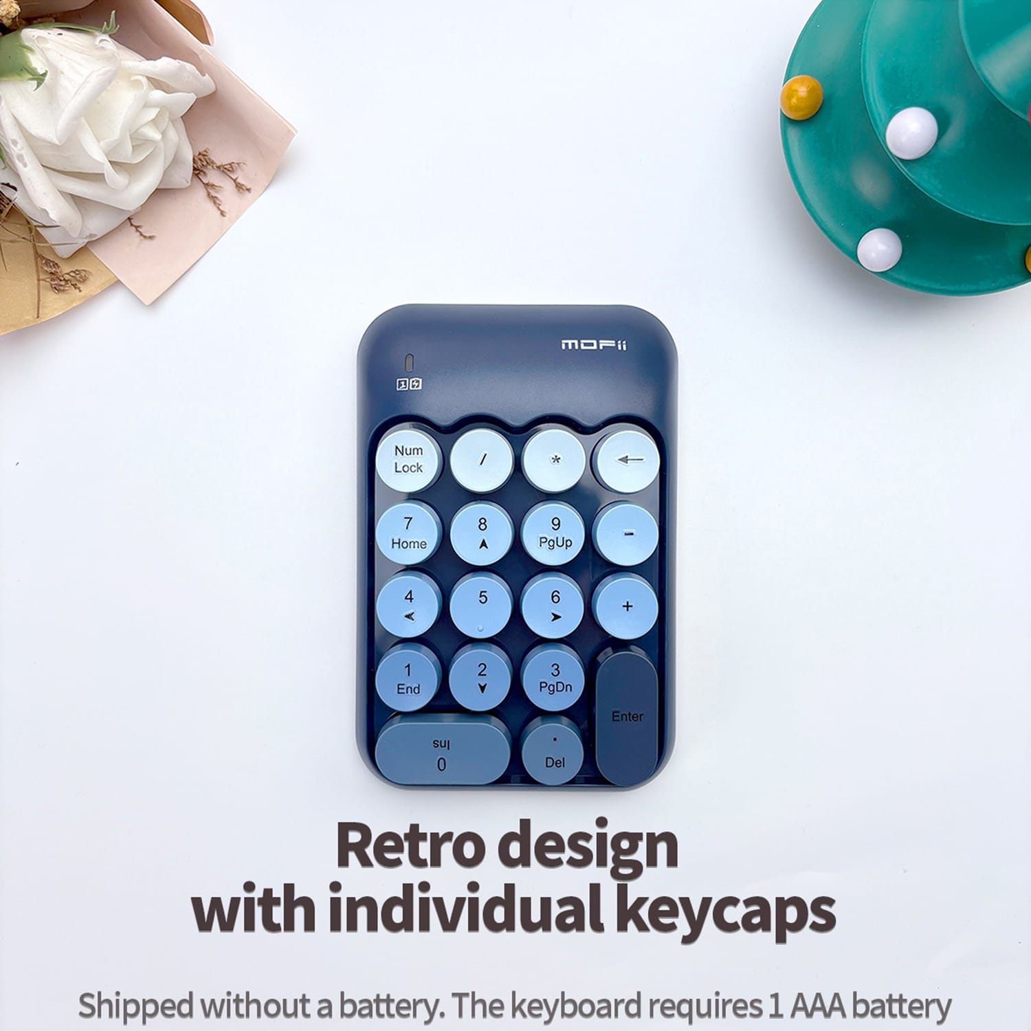 Wireless Numeric Keypad - Retro Ergonomic Design