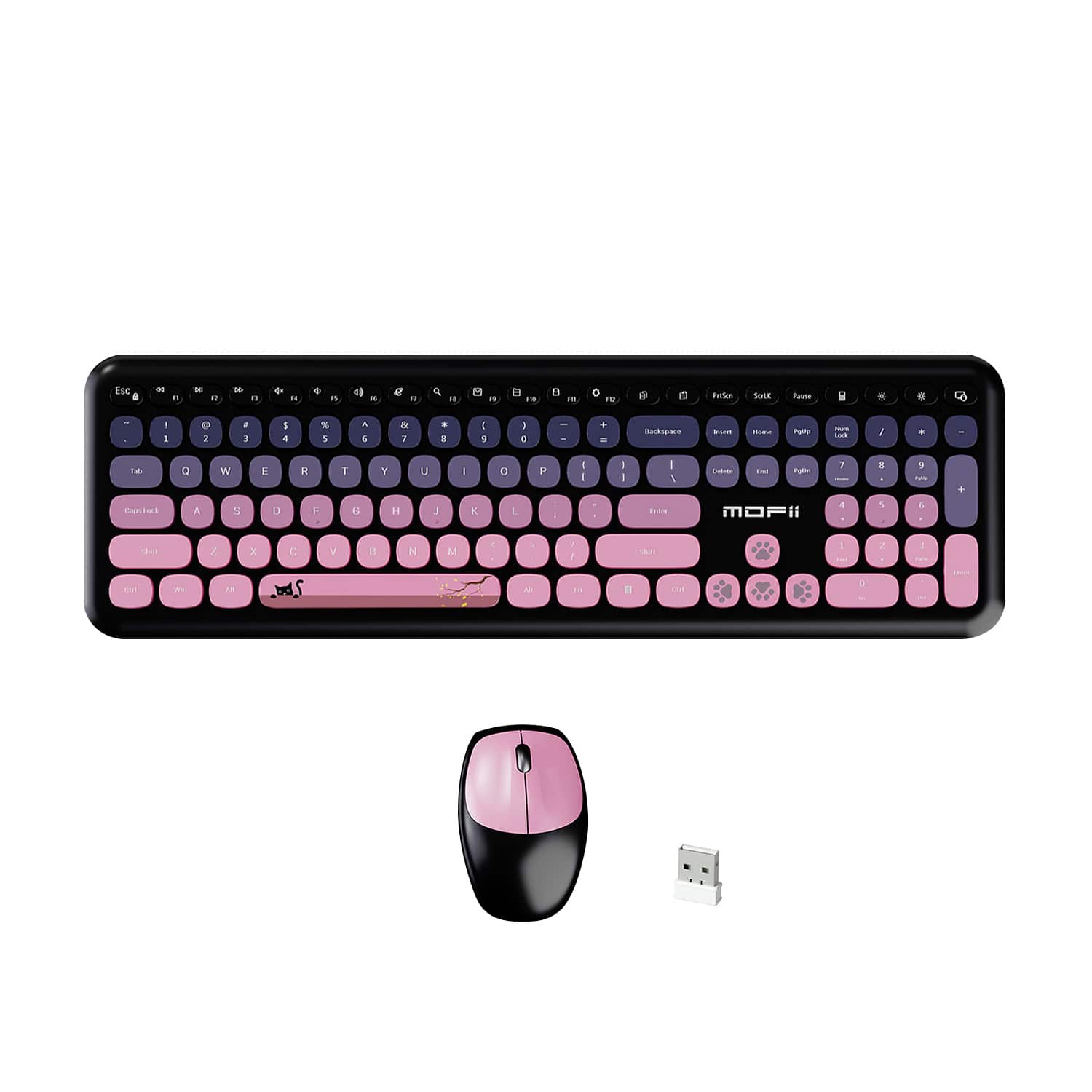 Wireless Keyboard & Mouse Combo - Soft Click, Colorful 100 Keys