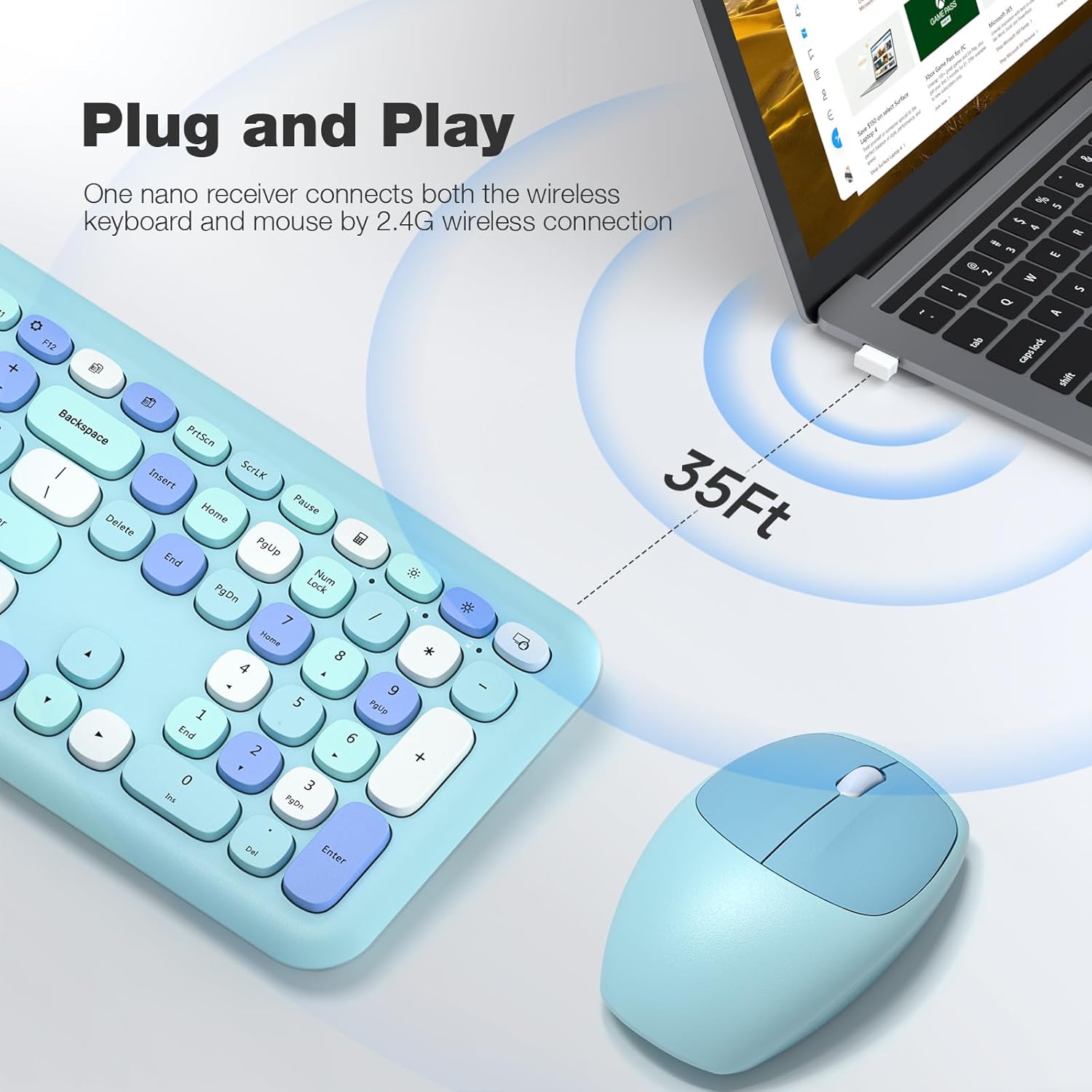 MOFII Wireless Keyboard and Mouse Combo with Flush Keys