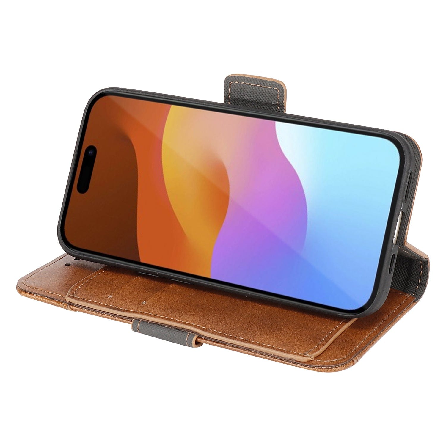 Indy Series Leather Wallet Case with Screen and Camera Protector - iPhone 15 Pro