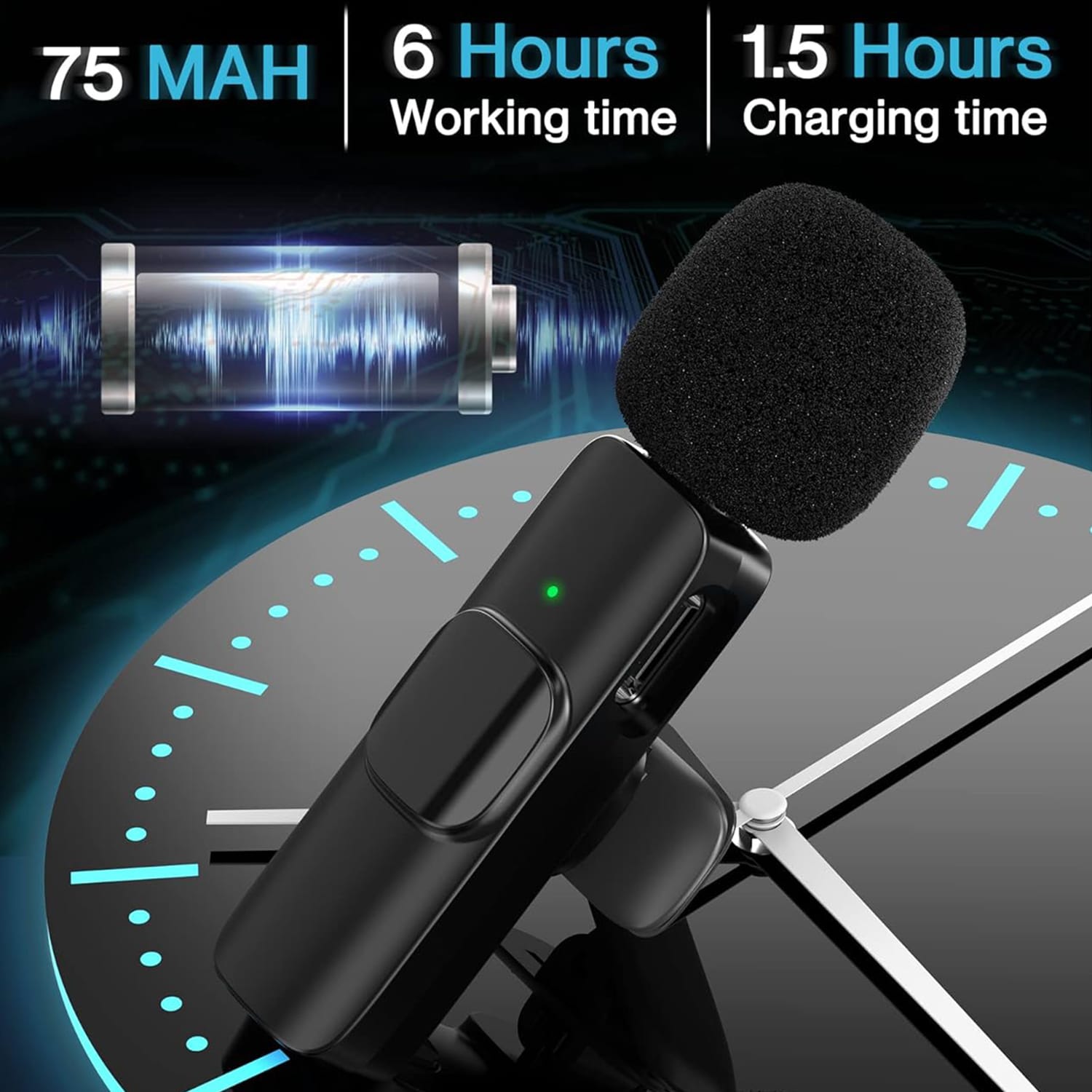 Dual Wireless Lavalier Microphone Set - 2 Clip-On Mics with Noise Reduction