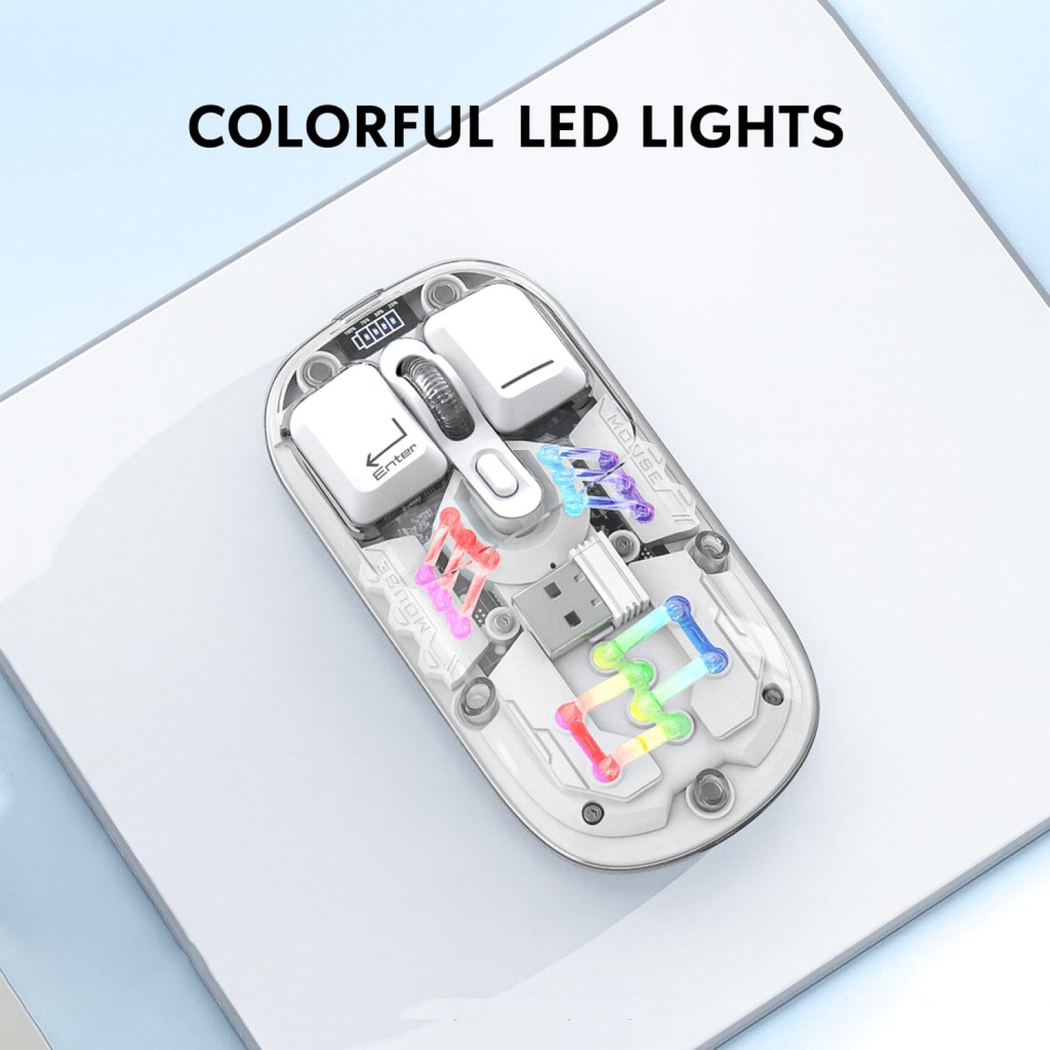 Cyberpunk Wireless Mouse - Transparent LED, Rechargeable Design | Glacier Pro Series