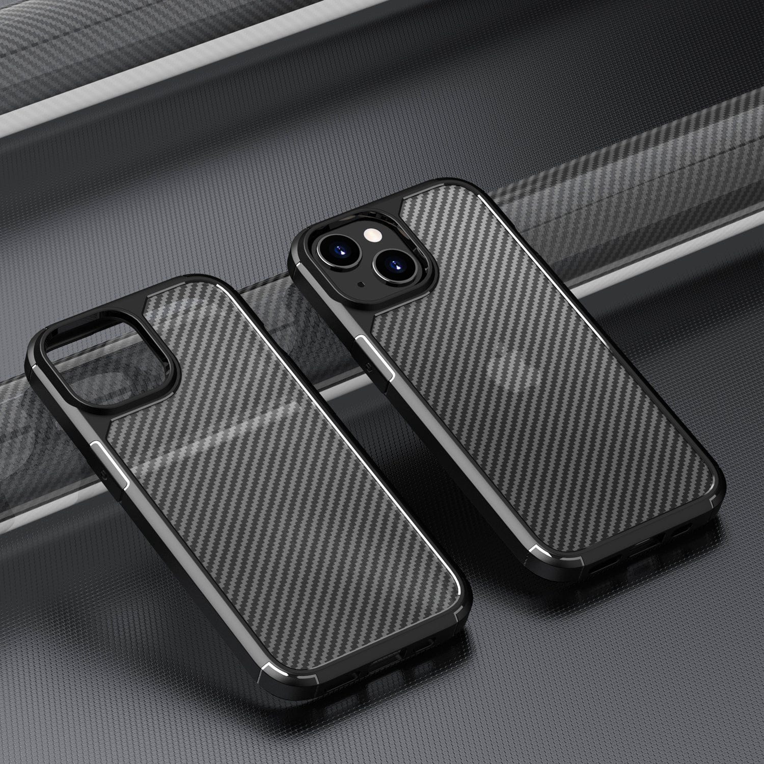 Venture Series Carbon-Fiber Style Case with Screen and Camera Protector - iPhone 15