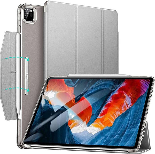 Apple iPad Pro 12.9" (4th,5th, and 6th Gen 2020-2022) Protection Kit Bundle - ESR Folio Case with Tempered Glass Screen (Gray)