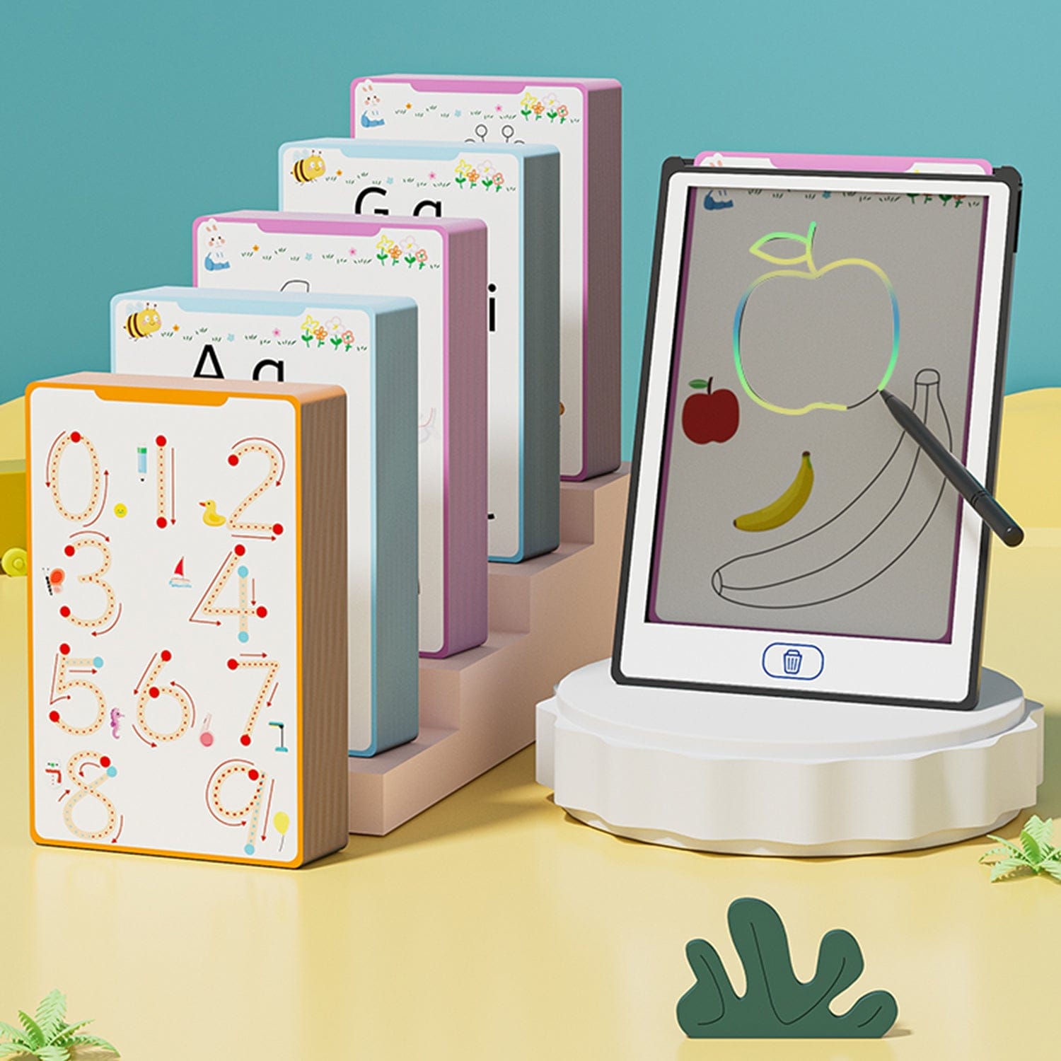 LCD Learning Kids Tablet 8.5" - Letter & Animal Tracing, One-Touch Erase