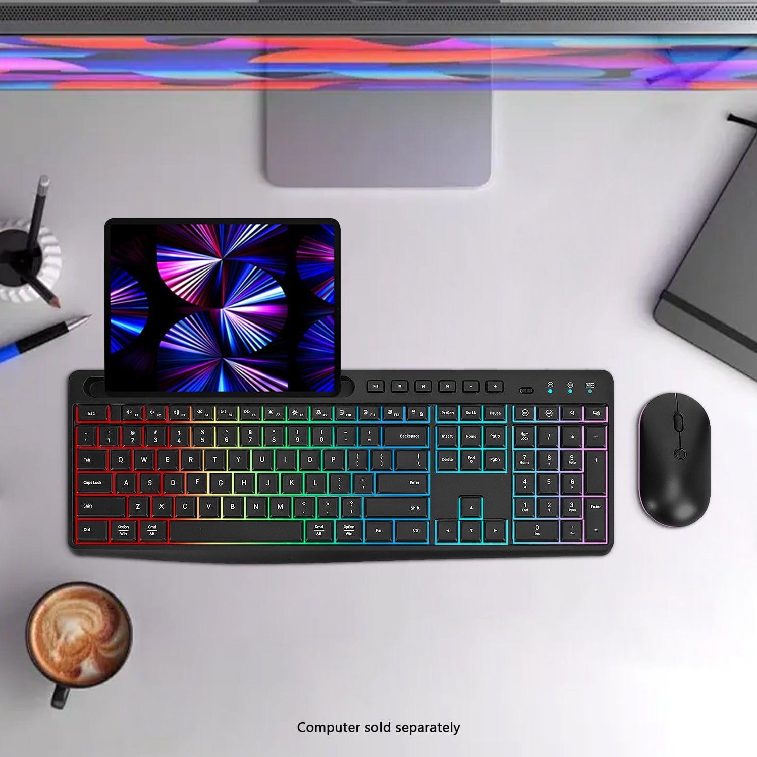 Rechargeable Silent Wireless Keyboard & Mouse Combo - 106 Keys, RGB Backlight